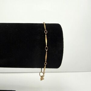 Gold Tone Bar Chain Bracelet Dainty Simple Elegant Fashion Clasp Jewelry Sz 7.25